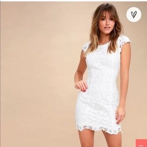 Lulus Romance Language White Backless Lace Dress Size S